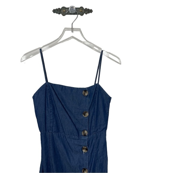 Topshop Moto Denim Chambray Button Front Sleeveless Midi Dress Sundress Sz 2 - Picture 3 of 10